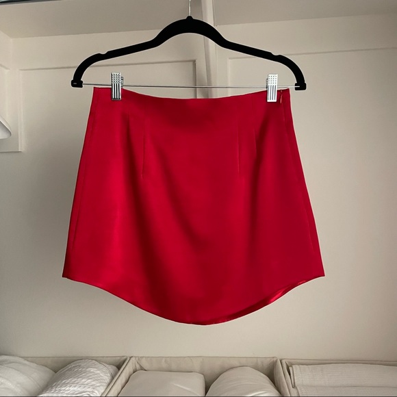 Zara Satin-Like Red Mini Skirt Size M - Picture 3 of 9
